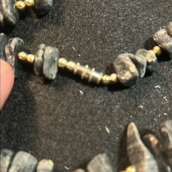 Elegant Gray and Gold Beaded Necklace - Picture 4 of 4
